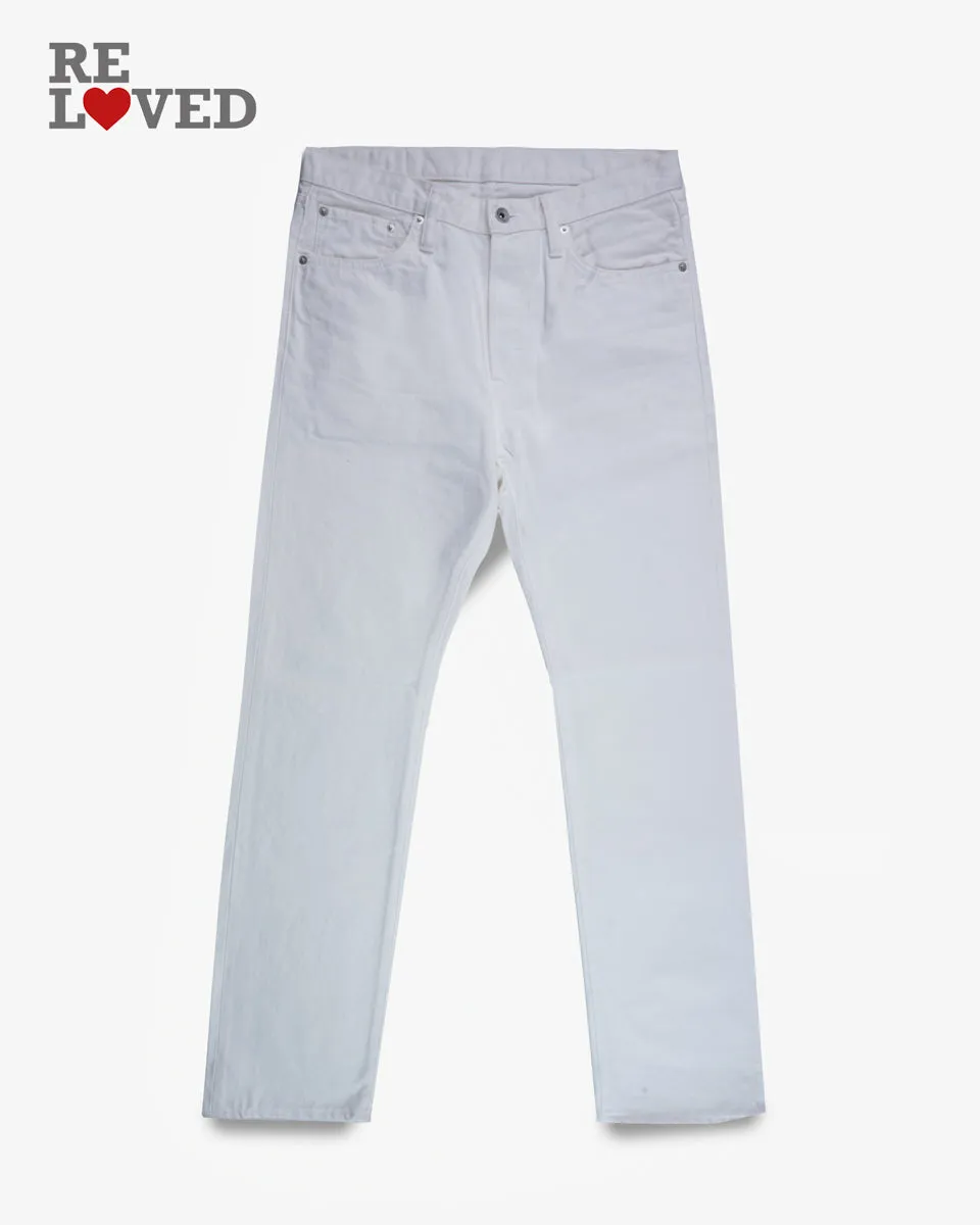 13.5oz Denim Slim Straight Cut Jeans - White (IH-666-WT) Tag 33, Hemmed to 31.0" sold by Iron Heart