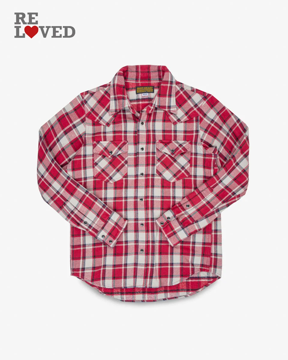 Ultra Heavy Flannel Crazy Check Western Shirt - Brown (IHSH-259-RED) Size Medium sold by Iron Heart