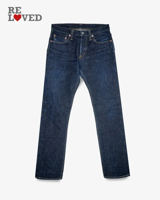 14oz Selvedge Denim Slim Tapered Cut Jeans - Indigo (IH-301S-14) Tag 29, Hemmed to 31.5" sold by Iron Heart