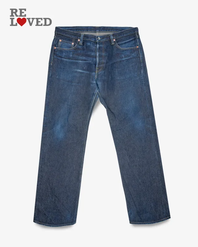 21oz Left Hand Twill Selvedge Denim Straight Cut Jeans - Indigo (IH-634S-21L) Tag 38, Hemmed to 31.5" sold by Iron Heart