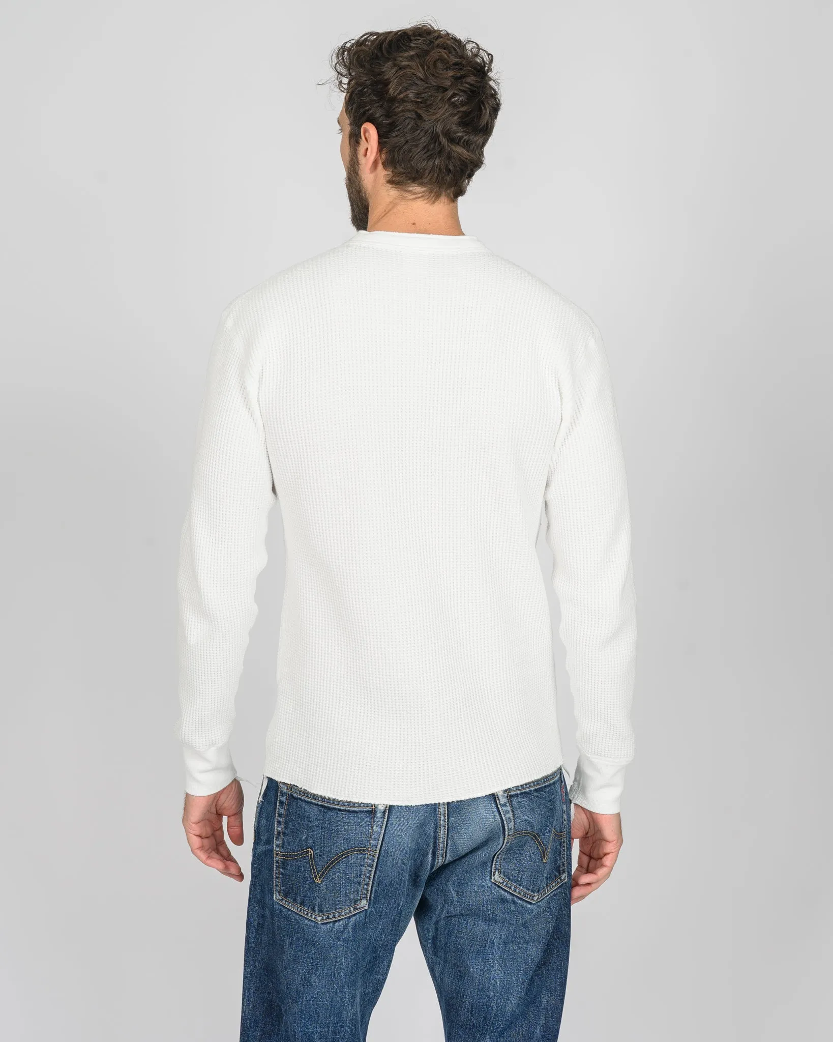 Waffle Knit Long Sleeved Thermal Henley - White sold by Iron Heart product image thumbnail 3
