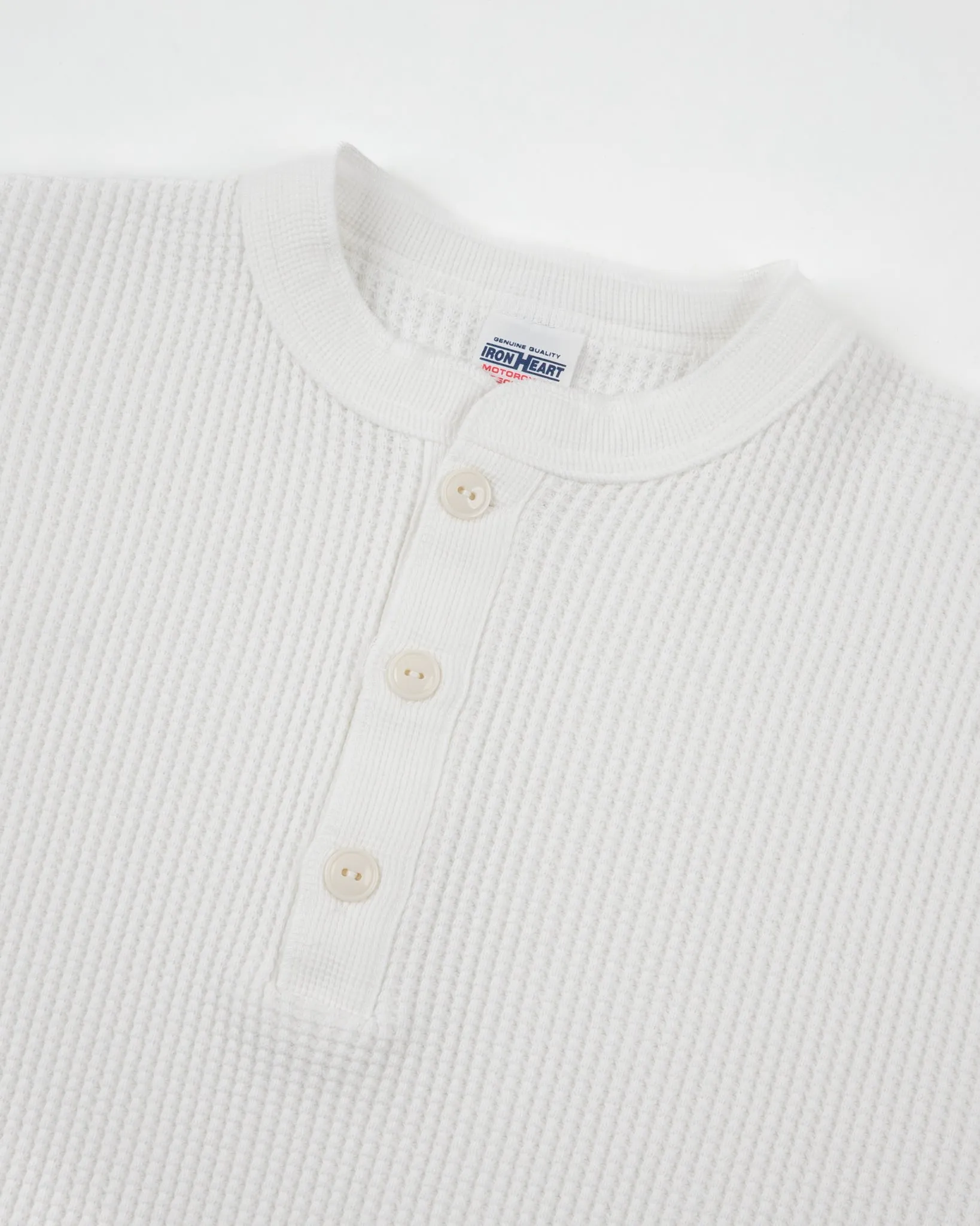 Waffle Knit Long Sleeved Thermal Henley - White sold by Iron Heart product image thumbnail 5