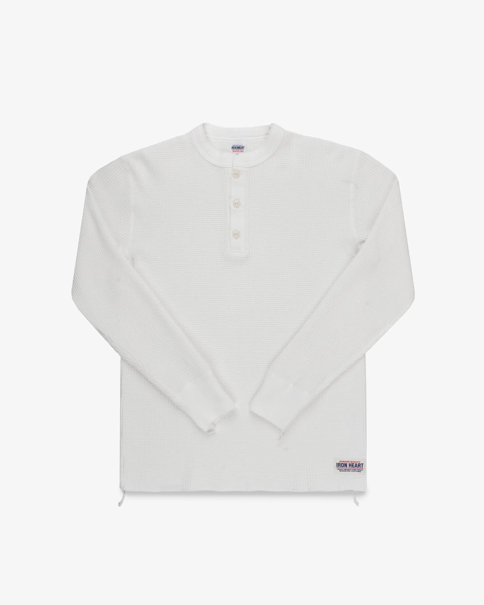 Waffle Knit Long Sleeved Thermal Henley - White sold by Iron Heart