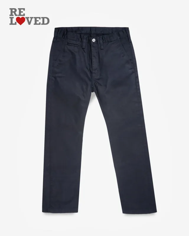 9oz Mercerised Selvedge Cotton Slim Tapered Chinos - Black (IH-721-BLK) Tag 34, Hemmed to 29.0" made by Iron Heart