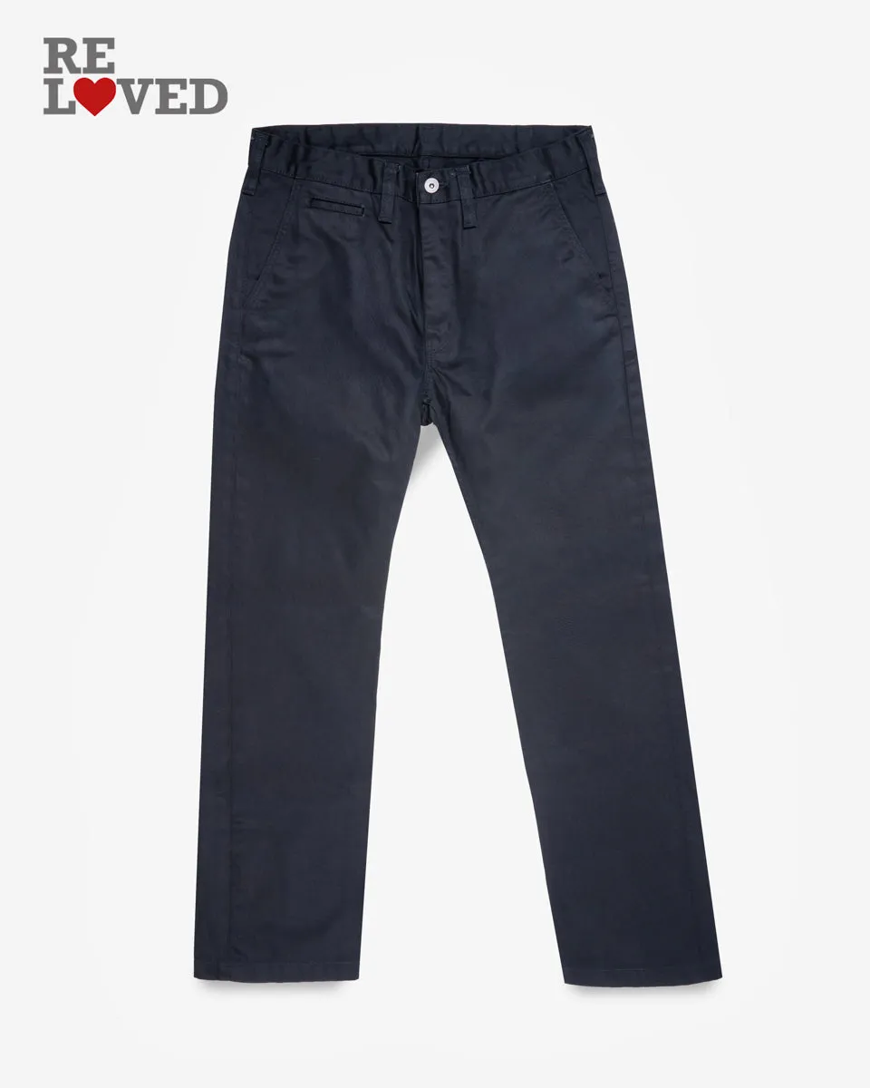9oz Mercerised Selvedge Cotton Slim Tapered Chinos - Black (IH-721-BLK) Tag 34, Hemmed to 29.0" sold by Iron Heart