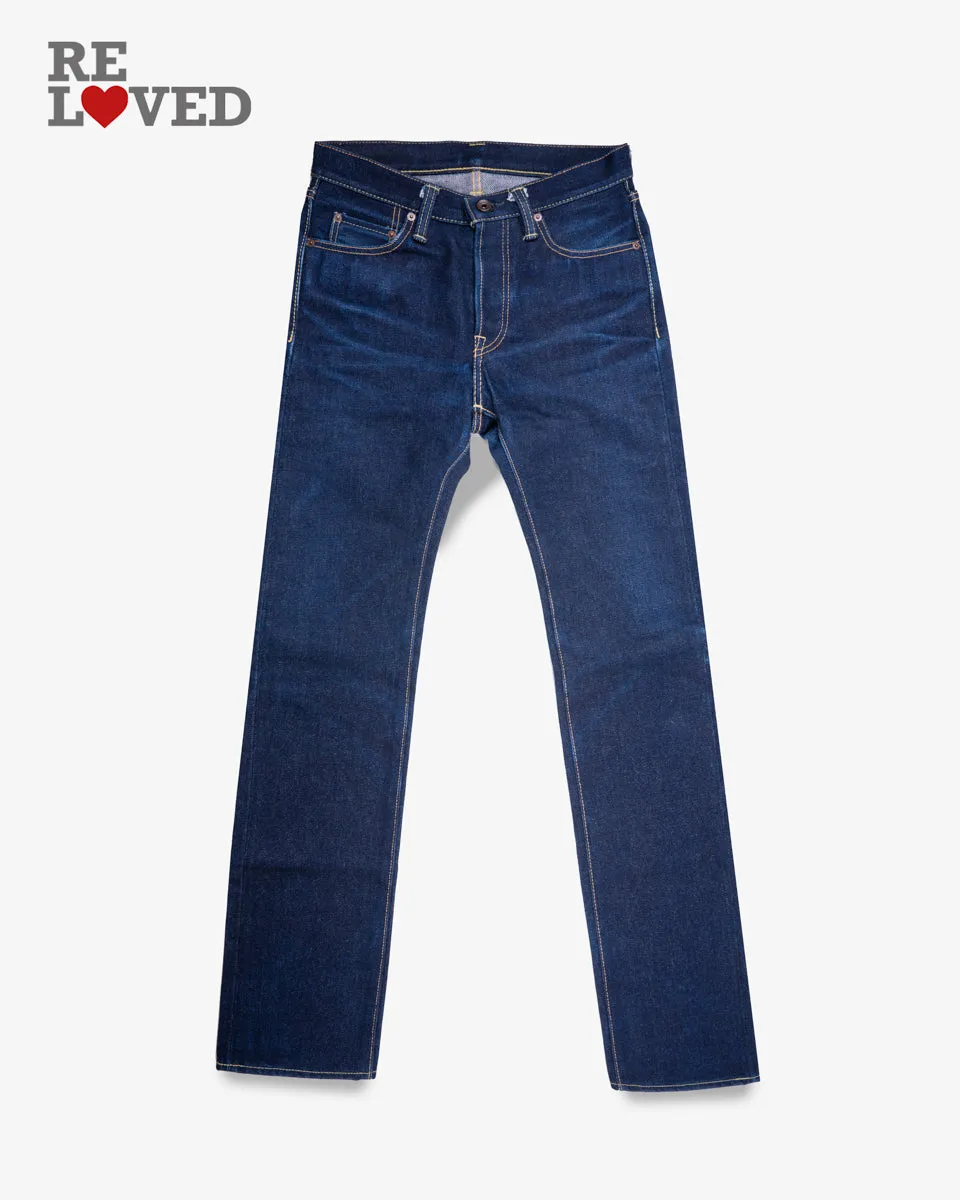 21/23oz Ultra Heavy Raw Selvedge Denim Slim Straight Cut Jeans - Indigo (IH-666S-UHR) Tag 30, Hemmed to 35.6" sold by Iron Heart