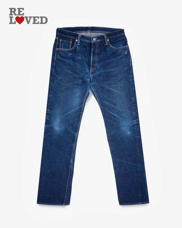 21/23oz Raw Selvedge Denim Straight Cut Jeans - Indigo (IH-634S-UHR) Tag 35, Hemmed to 35.1" sold by Iron Heart