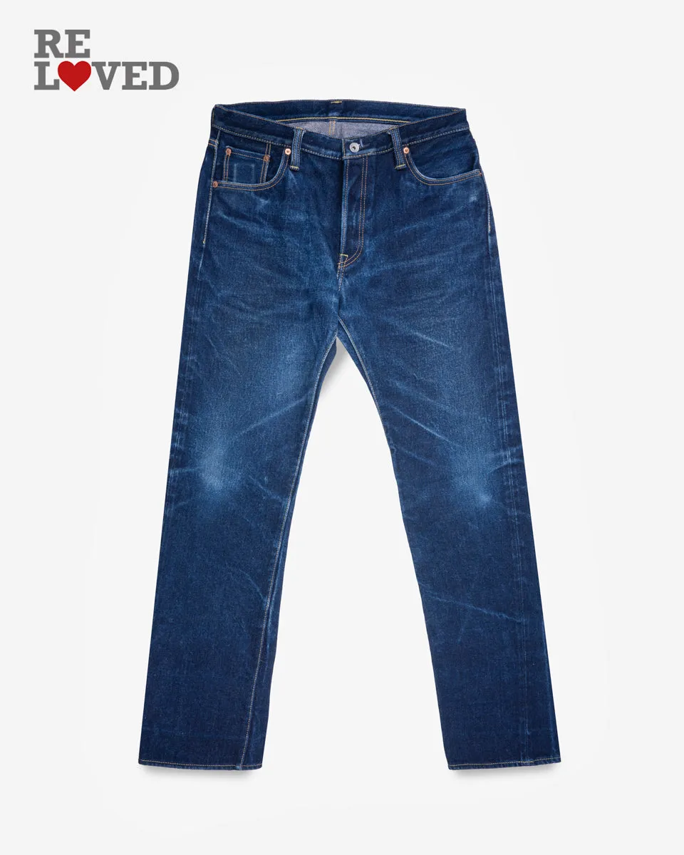 21/23oz Raw Selvedge Denim Straight Cut Jeans - Indigo (IH-634S-UHR) Tag 35, Hemmed to 35.1" sold by Iron Heart