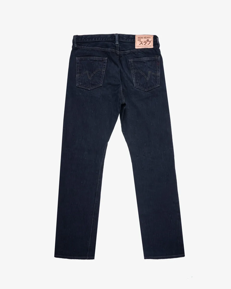 16oz Slubby Selvedge Denim Slim Straight Cut Jeans - Indigo Overdyed Black (IH-666s-SLBod) Tag 35, hemmed to 30.5" sold by Iron Heart product image thumbnail 2