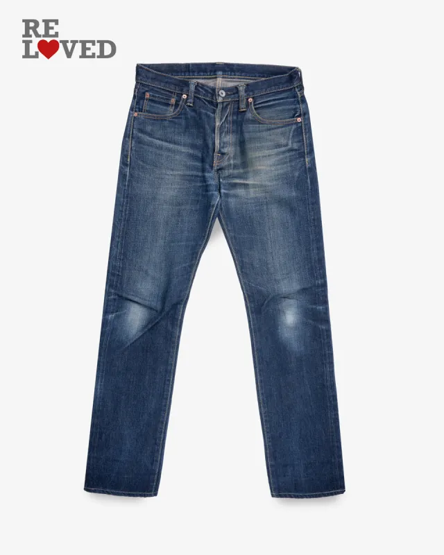 17oz Selvedge Denim Slim Tapered Cut Jeans - Natural Indigo (IH-777N) Tag 32, Hemmed to 30.5" sold by Iron Heart