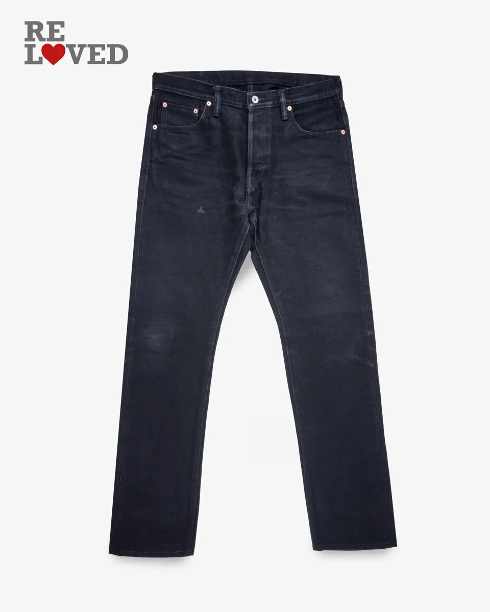 21oz Selvedge Denim Super Slim Cut Jeans - Superblack (Fades To Grey) (IH-555S-SBG) Tag 35, Hemmed to 32.0" sold by Iron Heart