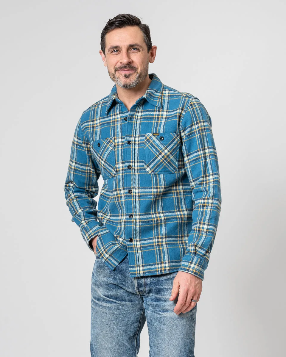 Ultra Heavy Flannel American Check Work Shirt - Blue sold by Iron Heart product image thumbnail 2