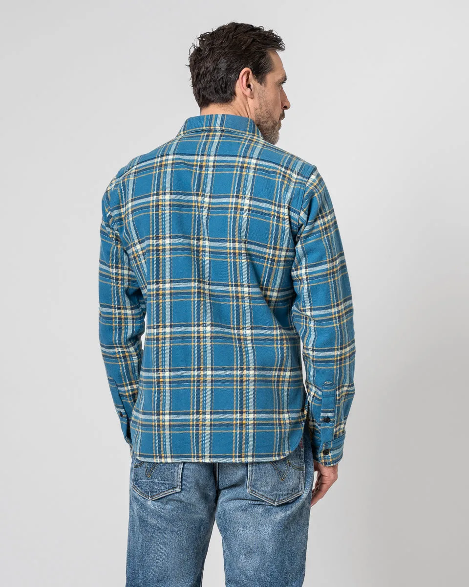 Ultra Heavy Flannel American Check Work Shirt - Blue sold by Iron Heart product image thumbnail 3