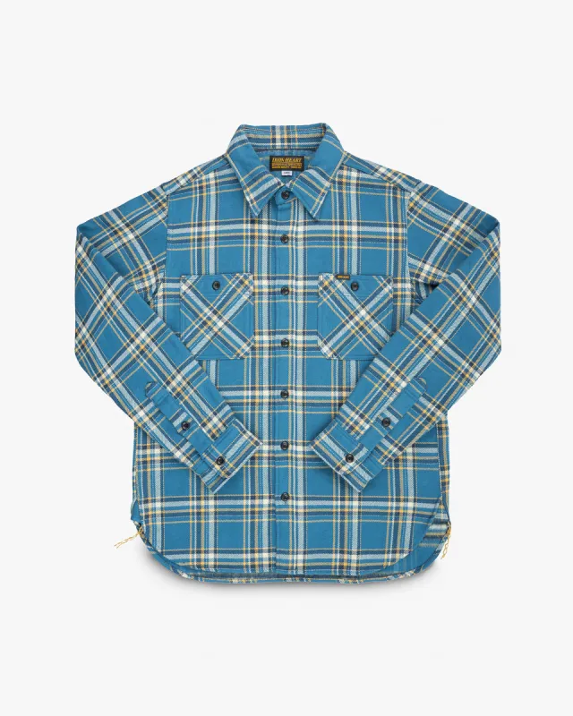 Ultra Heavy Flannel American Check Work Shirt - Blue made by Iron Heart