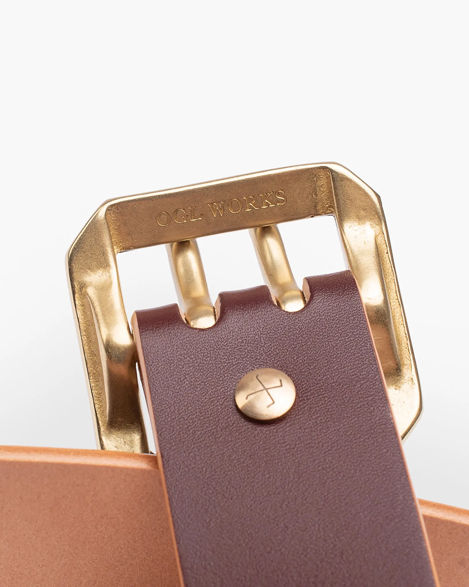 OGL Double Prong Garrison Buckle Leather Belt - Hand-Dyed Brown sold by Iron Heart product image thumbnail 4