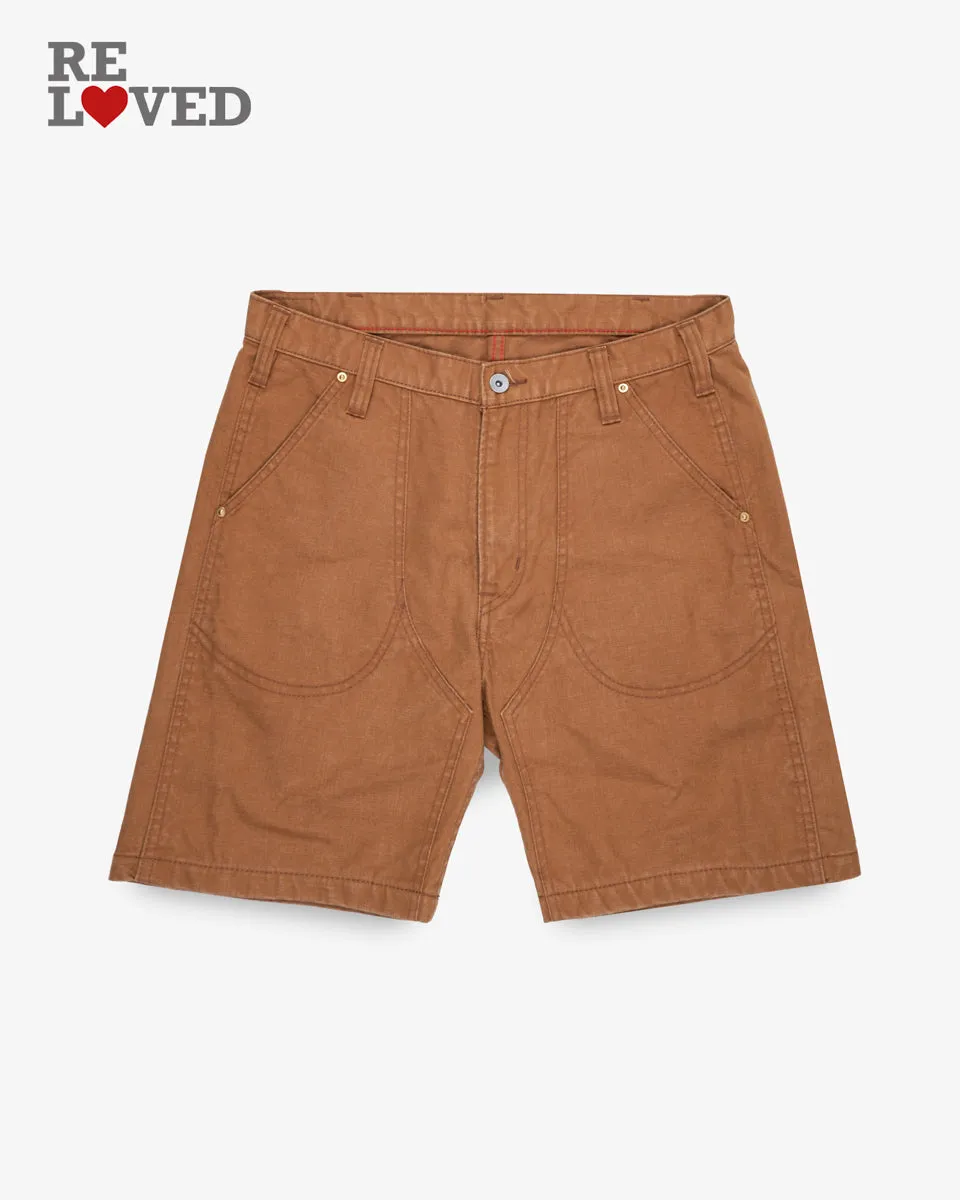 10oz Double Front Duck Shorts - Brown (IH-742-BRN) Tag 34, Hemmed to 7.2" sold by Iron Heart