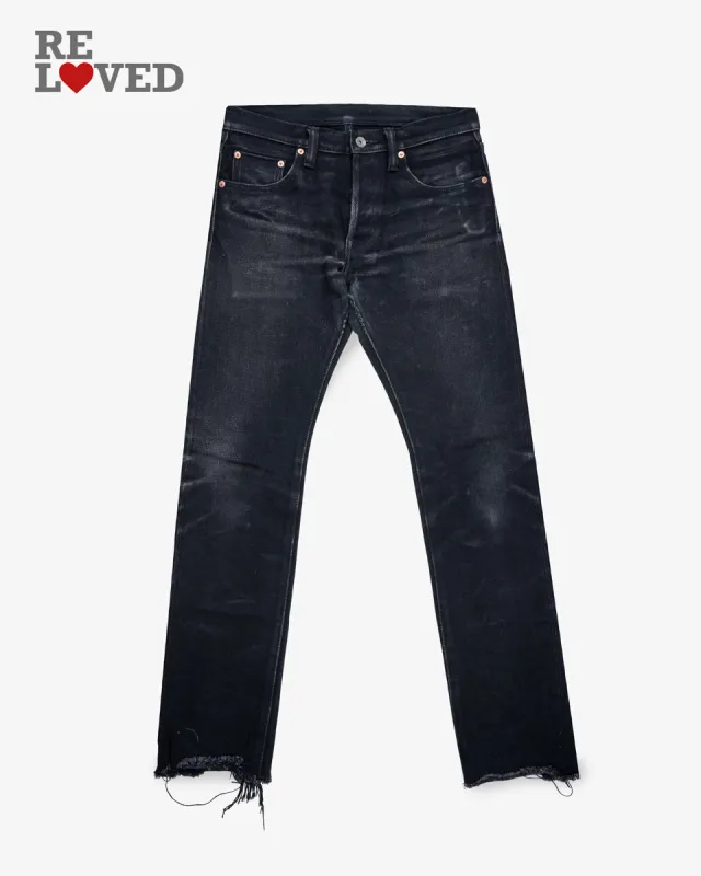 21oz Selvedge Denim Slim-Tapered Cut Jeans - Black (IH-8301S) Tag 30, Hemmed to 30.5" sold by Iron Heart