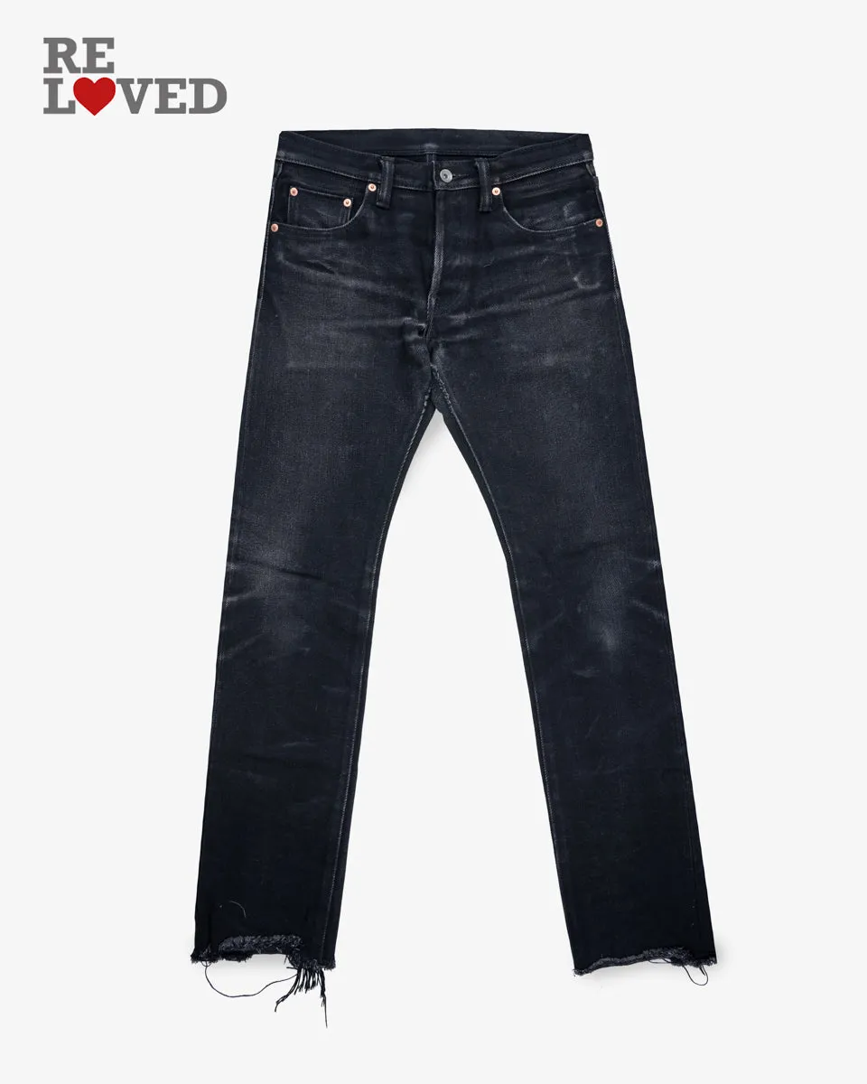 21oz Selvedge Denim Slim-Tapered Cut Jeans - Black (IH-8301S) Tag 30, Hemmed to 30.5" sold by Iron Heart