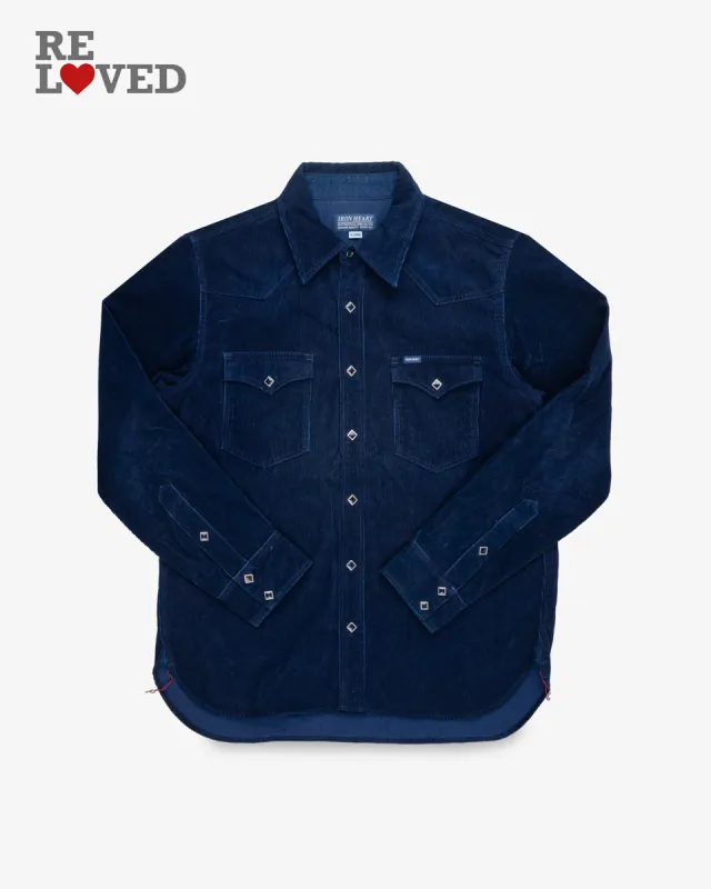 Corduroy Western Shirt - Indigo (IHSH-161-IND) Size XL made by Iron Heart