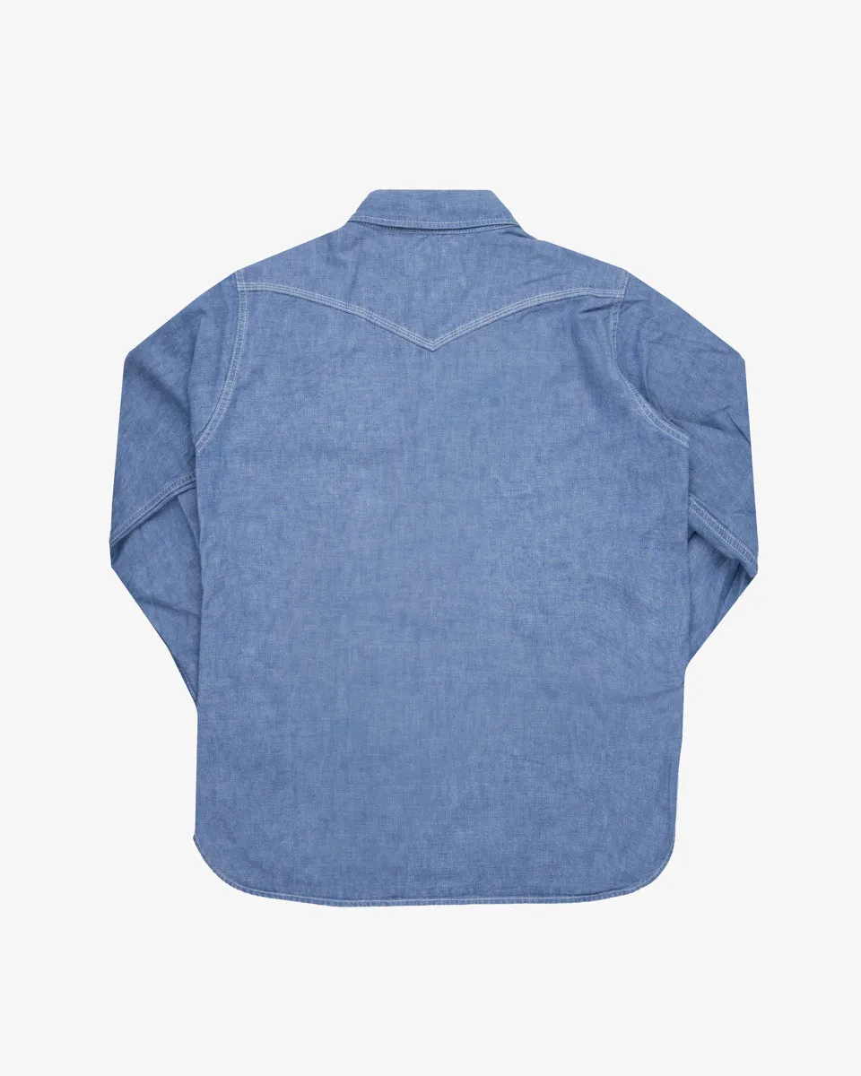 10oz Selvedge Chambray Single Yoke Western Shirt - Blue (IHSH-13-BLU) Size Large sold by Iron Heart product image thumbnail 2