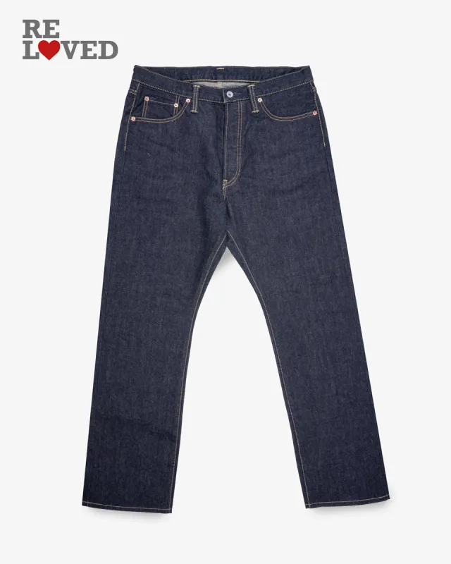 14oz Selvedge Denim Relaxed Tapered Cut Jeans - Indigo (IH-888s-142) Tag 36, Hemmed to 30.0" sold by Iron Heart