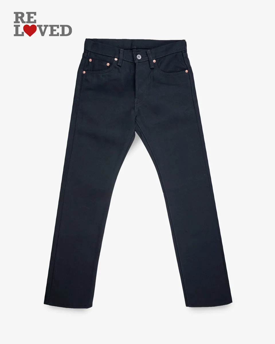 21oz Selvedge Denim Slim Tapered Cut Jeans - Superblack Non-Fade (IH-777s-SB) Tag 31, Hemmed to 30.0" sold by Iron Heart