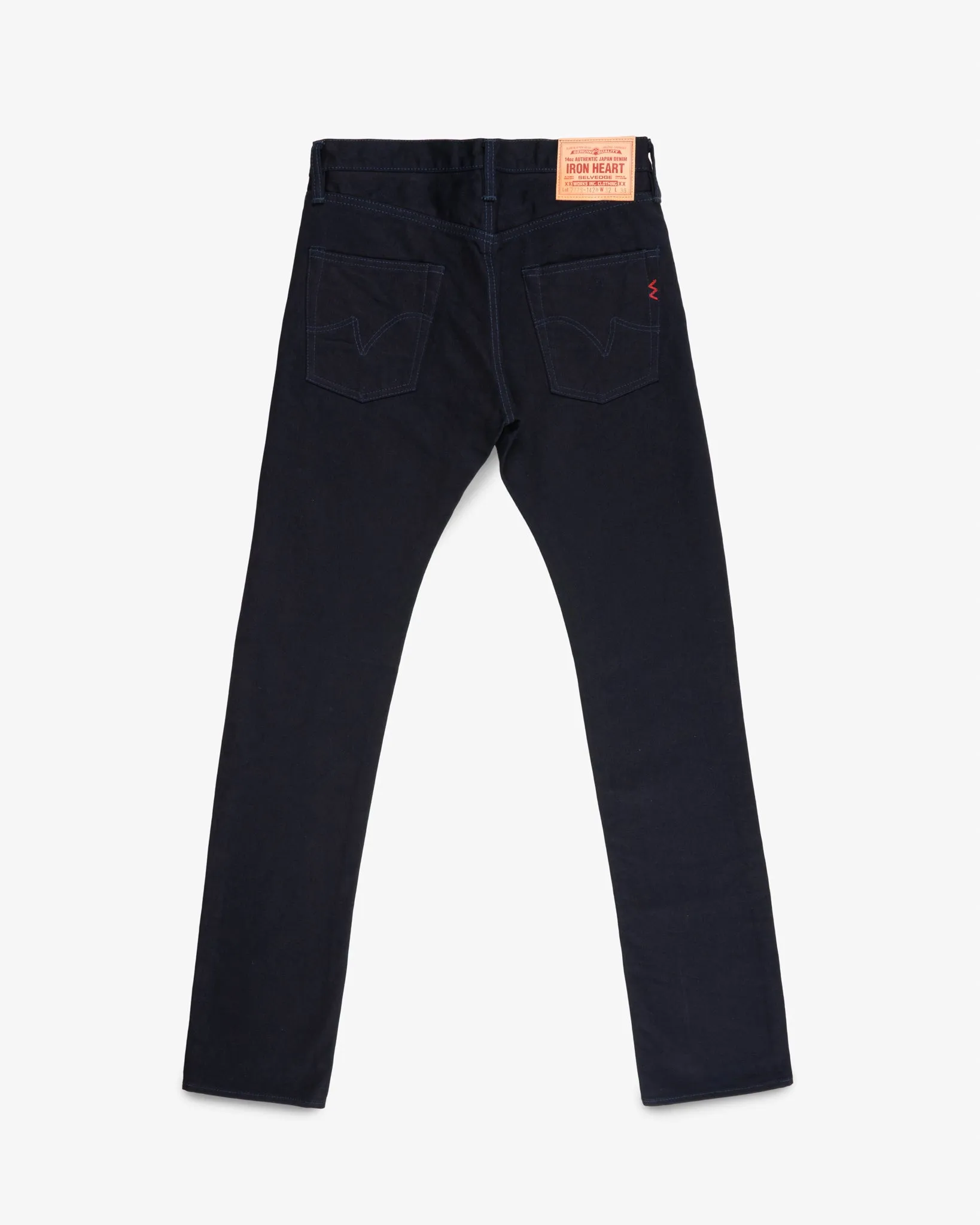 14oz Selvedge Denim Slim Tapered Cut Jeans - Indigo/Black (IH-777s-142ib) Tag 33, Hemmed to 32.5" sold by Iron Heart product image thumbnail 2