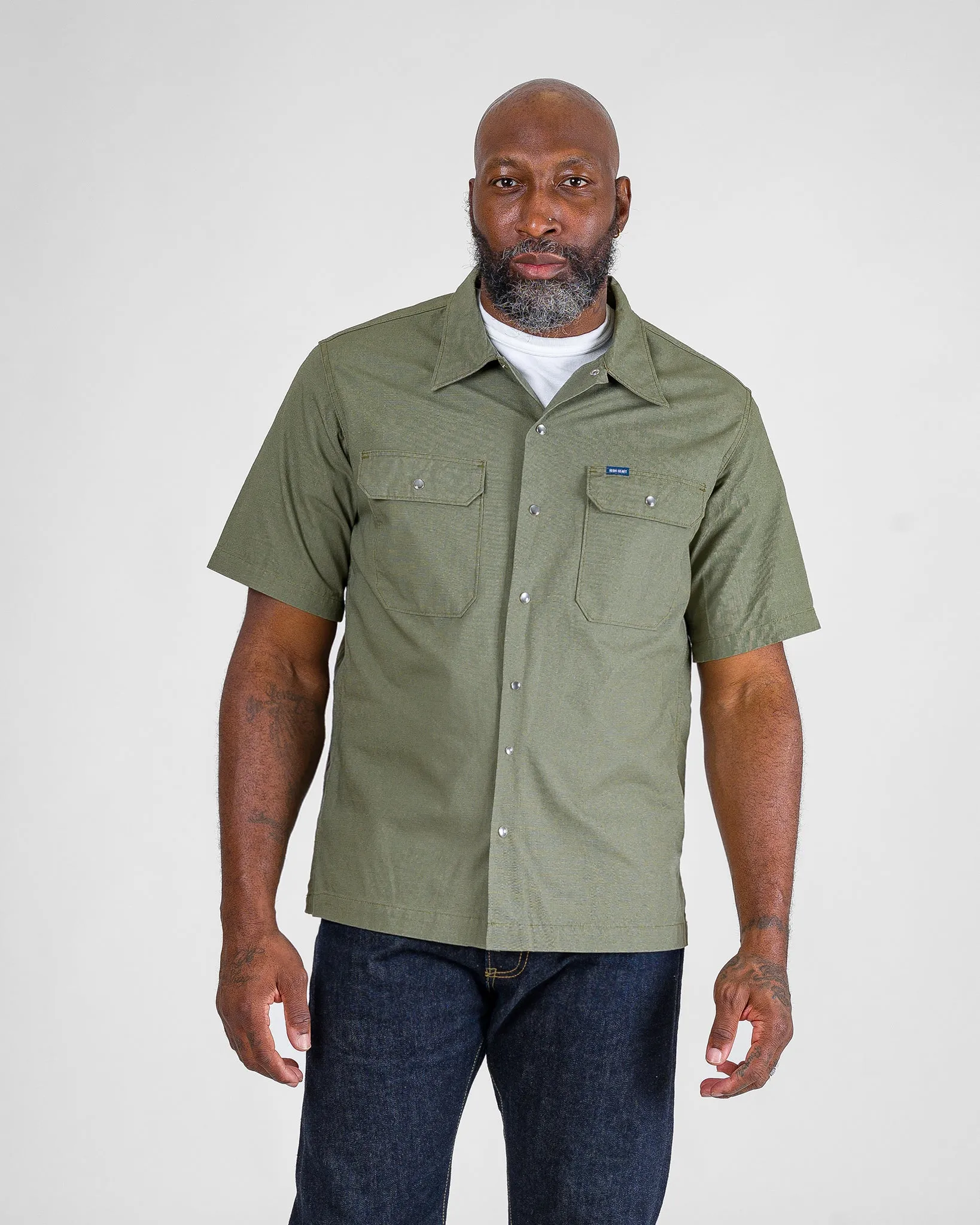 8oz Ripstop Short Sleeved Mechanic Shirt - Military Green sold by Iron Heart product image thumbnail 3