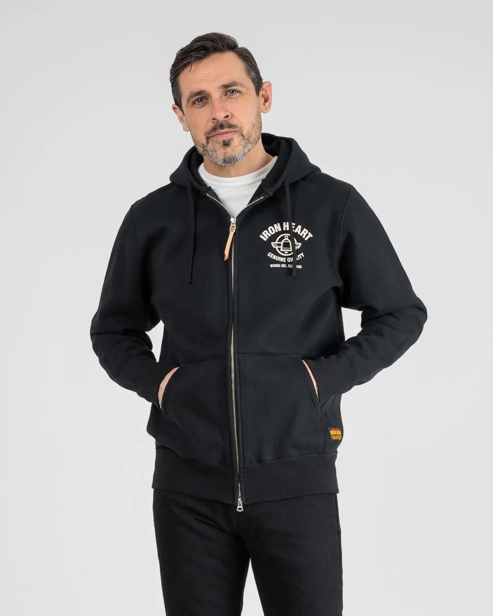 Printed 14oz Ultra Heavyweight Loopwheel Cotton Zippered Hoodie - Black sold by Iron Heart product image thumbnail 2