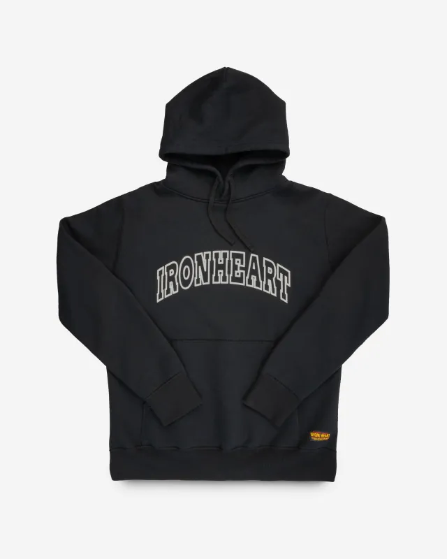 Printed 14oz Ultra Heavyweight Loopwheel Cotton Hoodie - Black sold by Iron Heart