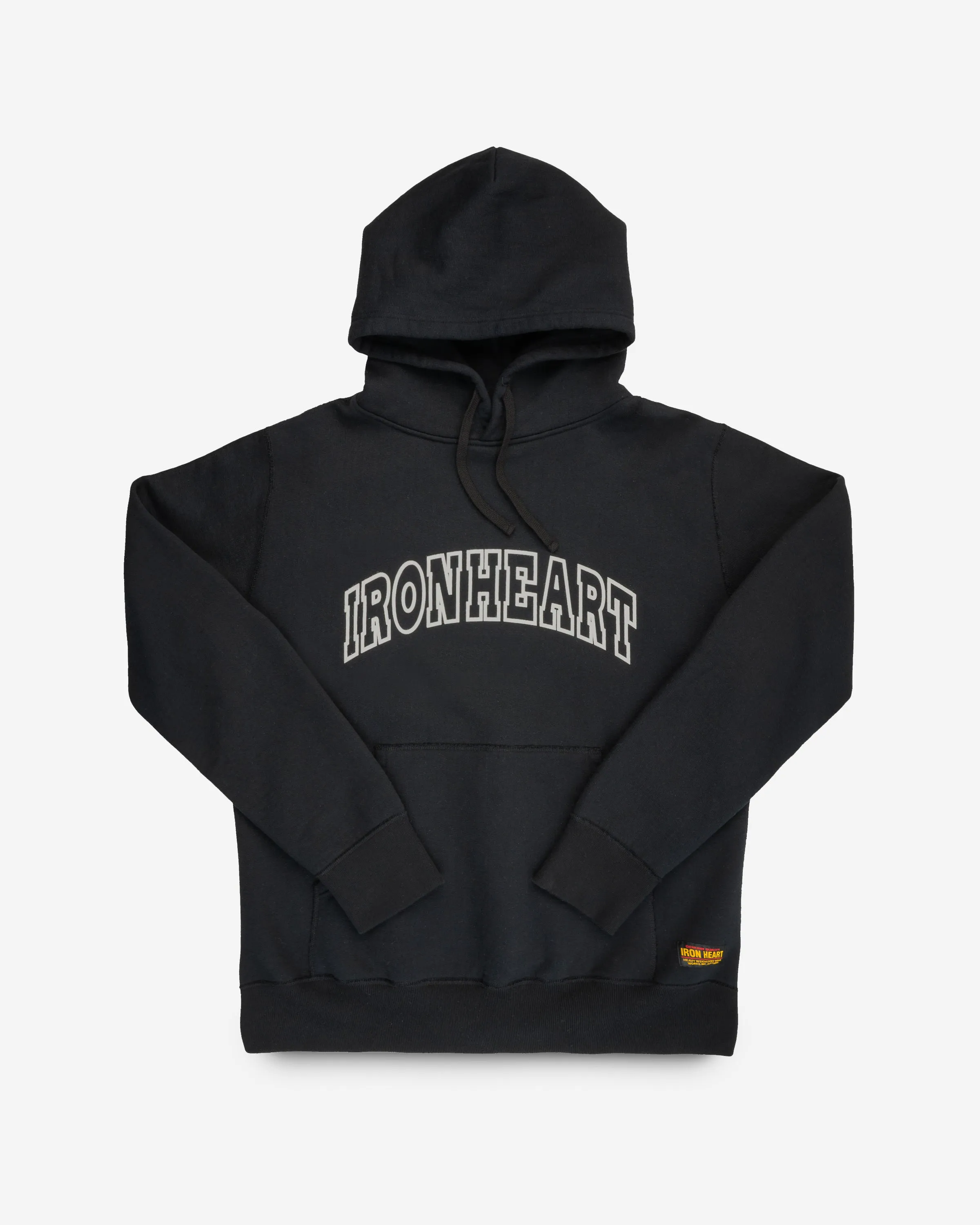 Printed 14oz Ultra Heavyweight Loopwheel Cotton Hoodie - Black sold by Iron Heart