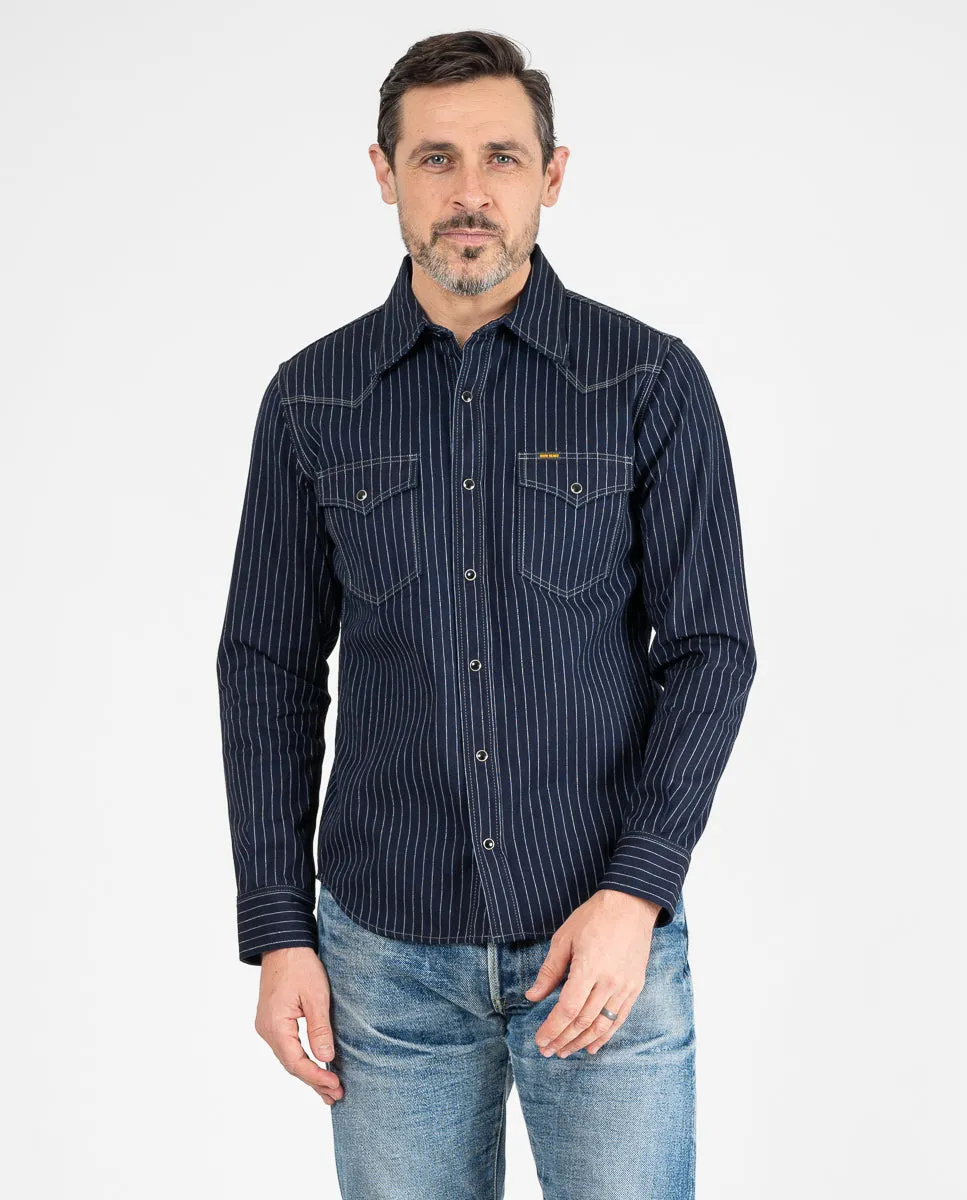 8.5oz Herringbone Stripe Western Shirt - Indigo sold by Iron Heart product image thumbnail 2