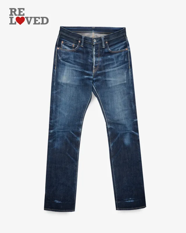 25oz Selvedge Denim Slim Tapered Cut Jeans - Indigo (IH-777-XHS) Tag 33, Hemmed to 31.0" sold by Iron Heart