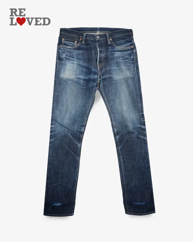 21oz Selvedge Denim Slim Cut Jeans - Indigo (IH-555S-21) Tag 32, Hemmed 31.7" sold by Iron Heart