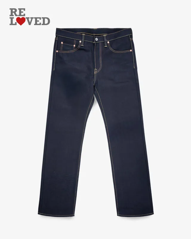 25oz Selvedge Denim Slim Straight Cut Jeans - Indigo/Black (IH-666-XHSib) Tag 35, Hemmed to 32.5" sold by Iron Heart