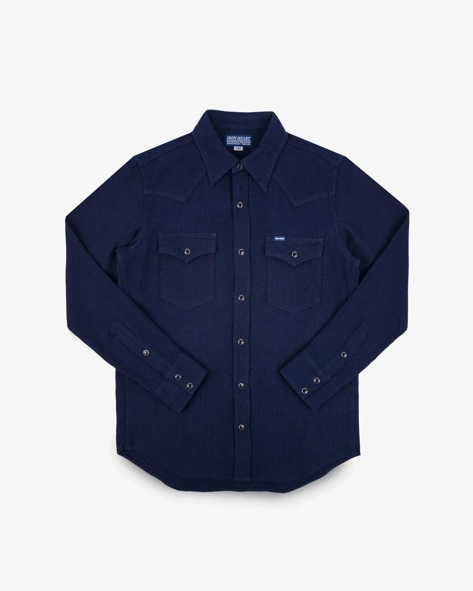 5oz Selvedge Dobby Cloth Western Shirt - Indigo sold by Iron Heart