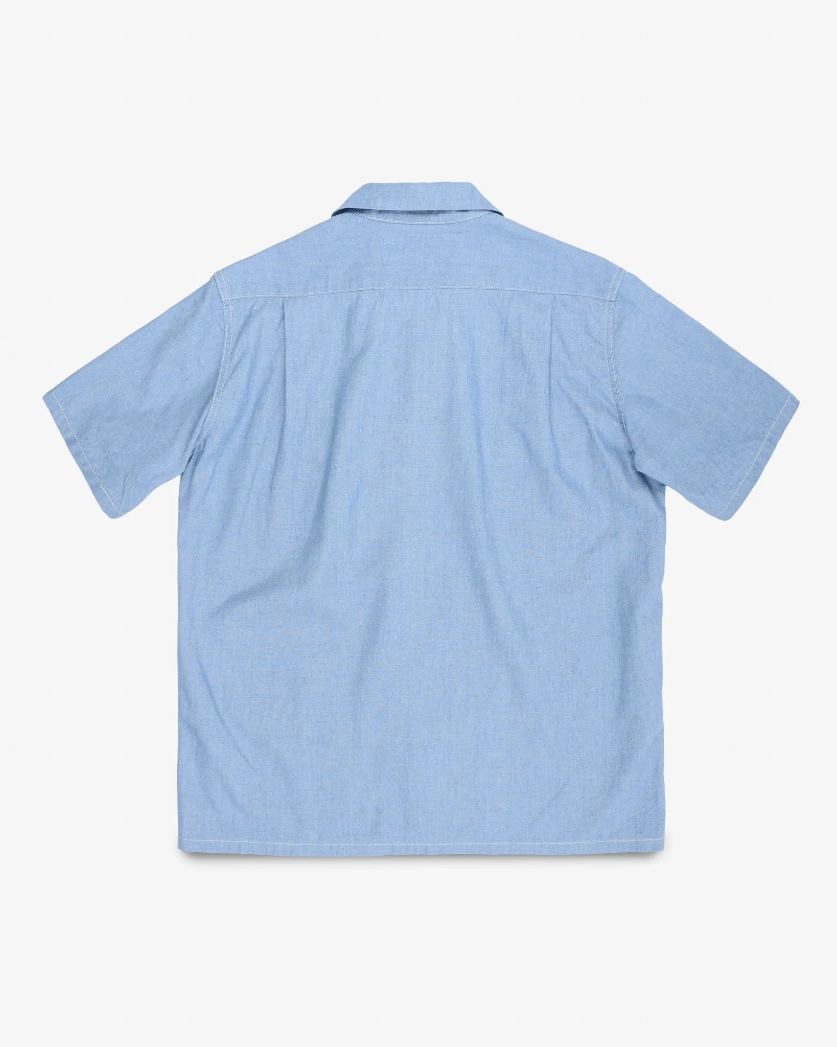 5oz Cotton Linen Open Collar Short Sleeve Shirt - Sax Blue sold by Iron Heart product image thumbnail 4