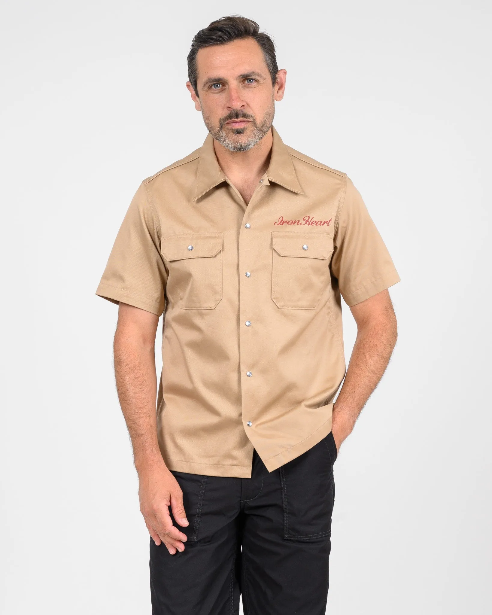 9.6oz T/C Short Sleeved Mechanic Shirt - Khaki sold by Iron Heart product image thumbnail 2