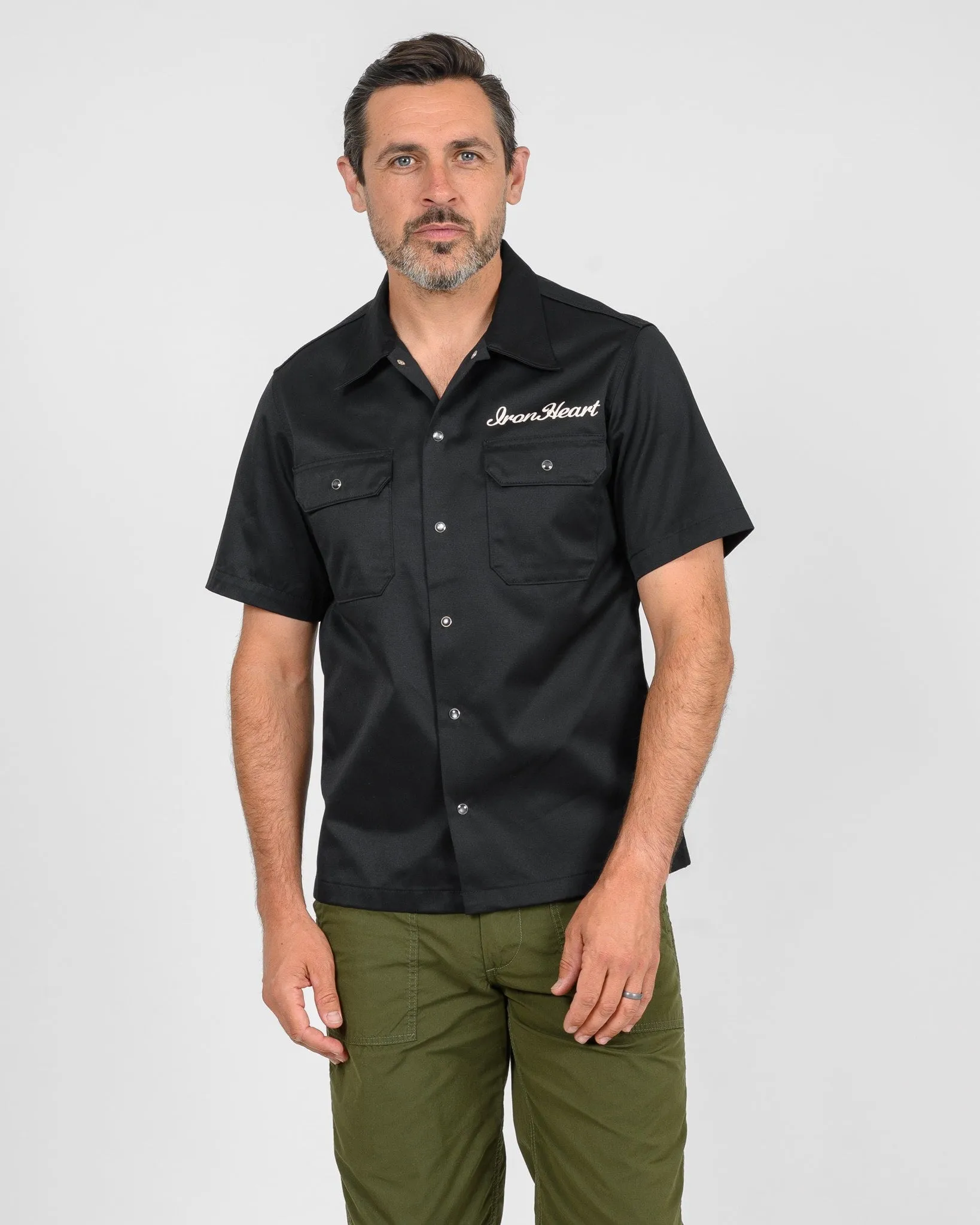 9.6oz T/C Short Sleeved Mechanic Shirt - Black sold by Iron Heart product image thumbnail 2