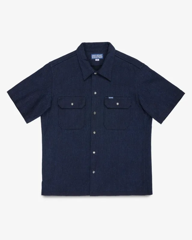 10oz Dobby Cloth Short Sleeve Mechanic Shirt - Indigo sold by Iron Heart