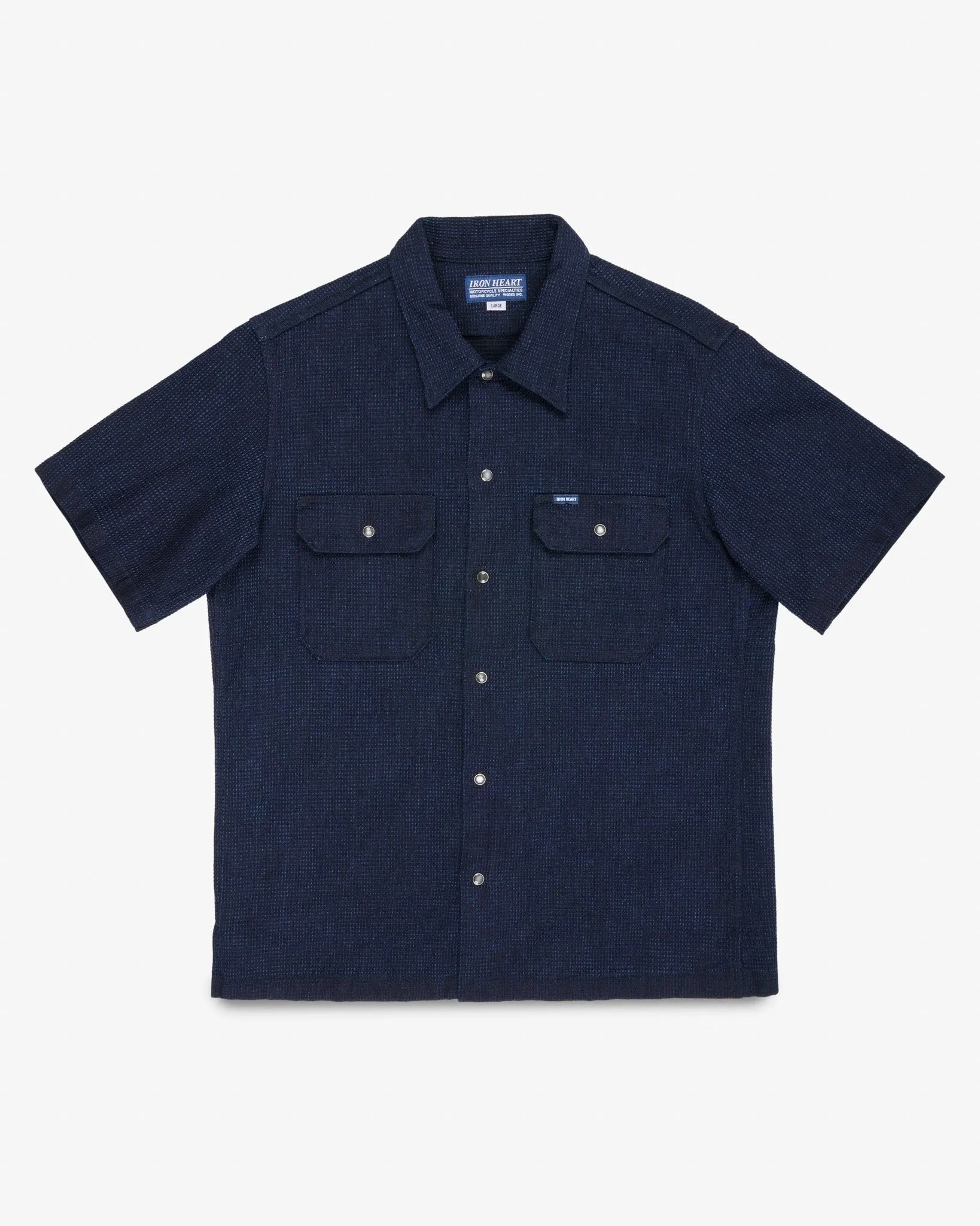 10oz Dobby Cloth Short Sleeve Mechanic Shirt - Indigo sold by Iron Heart