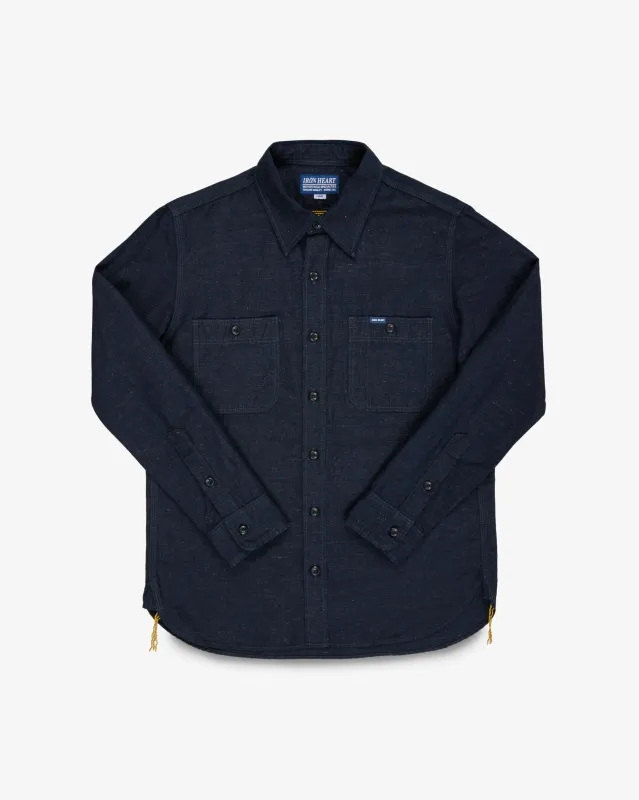 7oz Cotton Linen Chambray Work Shirt - Indigo sold by Iron Heart
