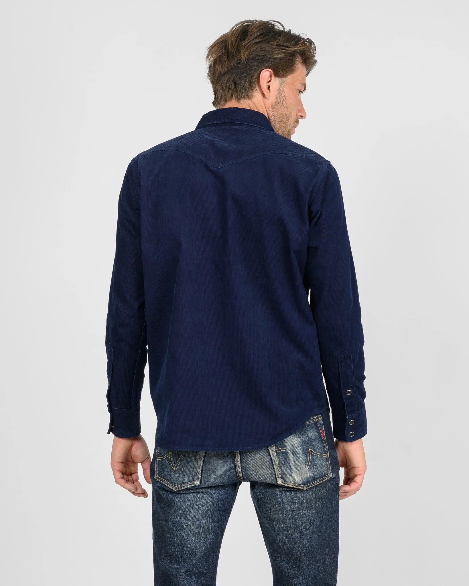 7.5oz Selvedge Corduroy Western Shirt - Indigo sold by Iron Heart product image thumbnail 3