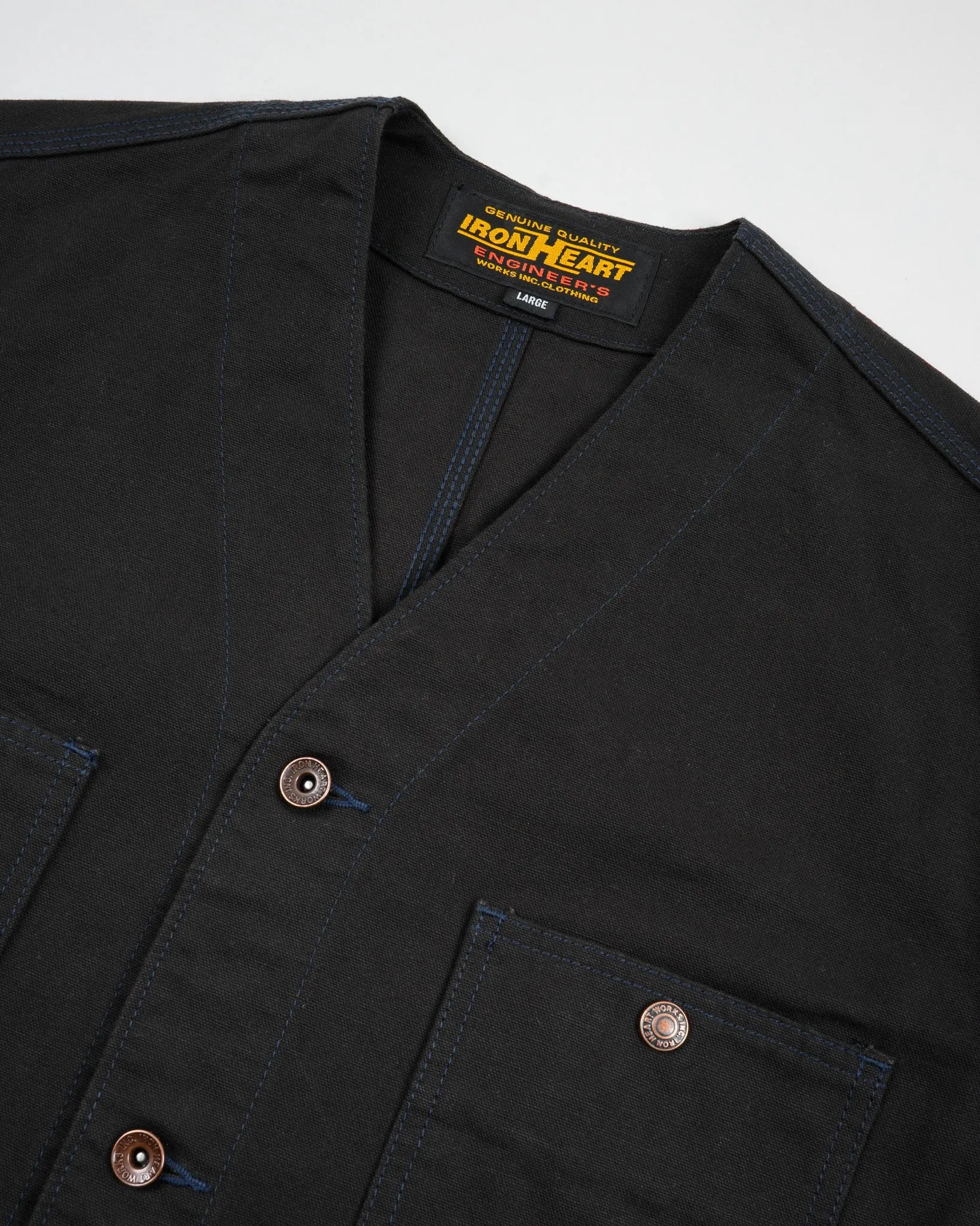 13.5oz Duck Collarless Chore Jacket - Black sold by Iron Heart product image thumbnail 5