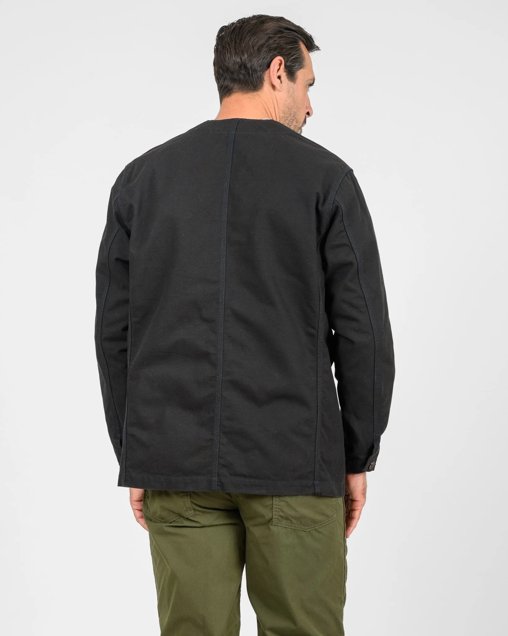 13.5oz Duck Collarless Chore Jacket - Black sold by Iron Heart product image thumbnail 3
