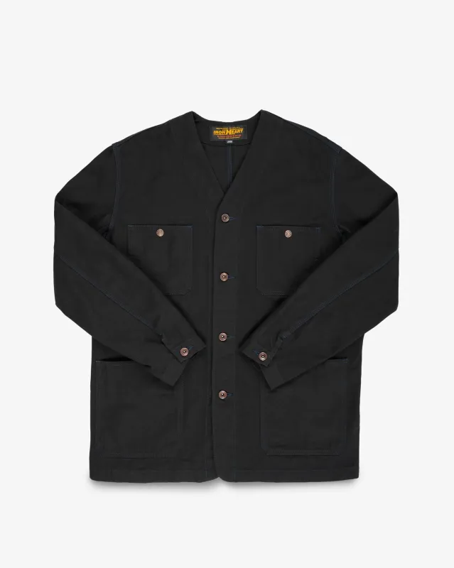 13.5oz Duck Collarless Chore Jacket - Black sold by Iron Heart