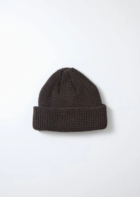 ROTOTO - Cotton Waffle Knit Watch Cap - Charcoal sold by Iron Heart