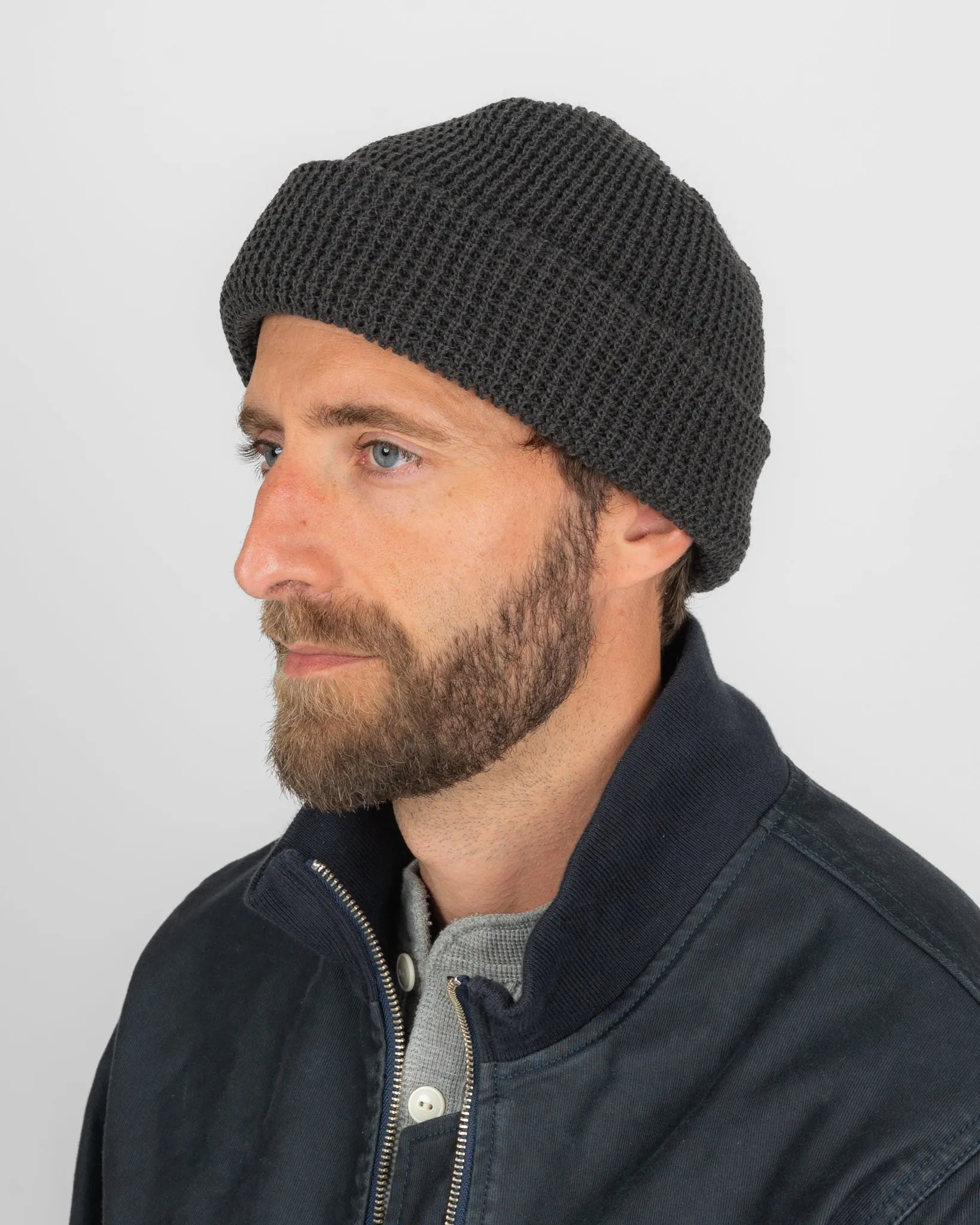 ROTOTO - Cotton Waffle Knit Watch Cap - Charcoal sold by Iron Heart product image thumbnail 2