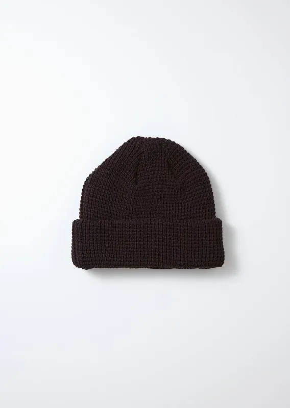 ROTOTO - Cotton Waffle Knit Watch Cap - Black sold by Iron Heart