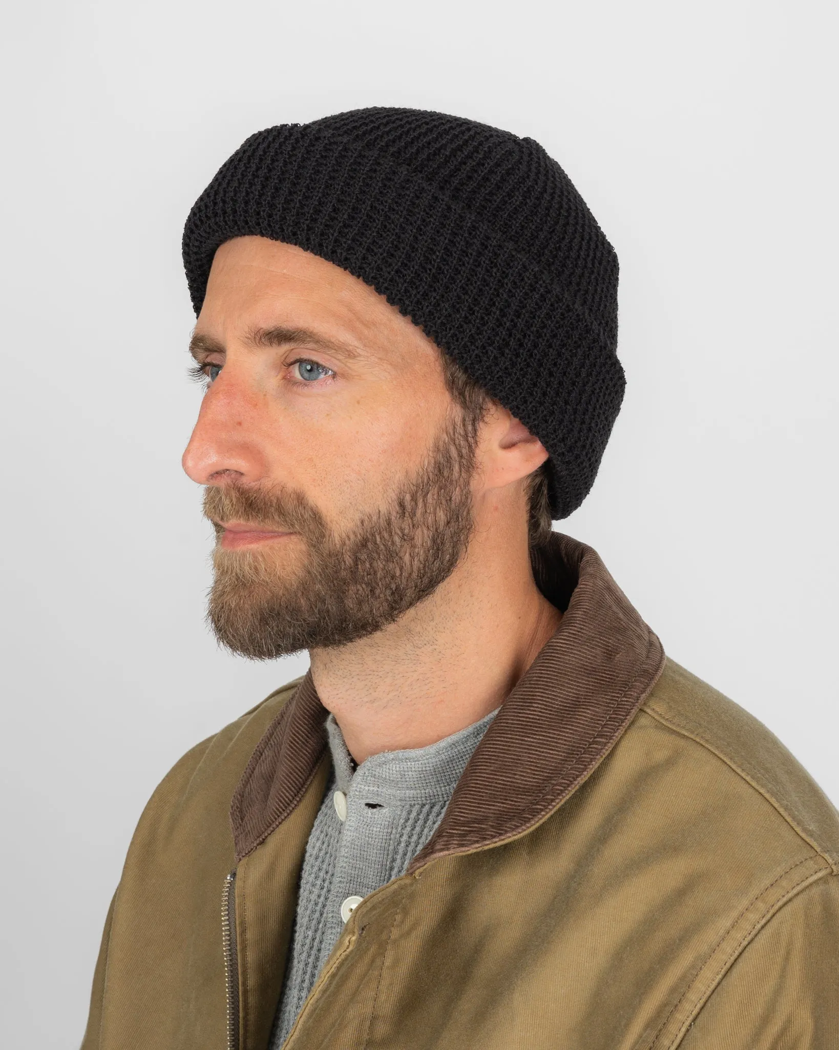 ROTOTO - Cotton Waffle Knit Watch Cap - Black sold by Iron Heart product image thumbnail 2